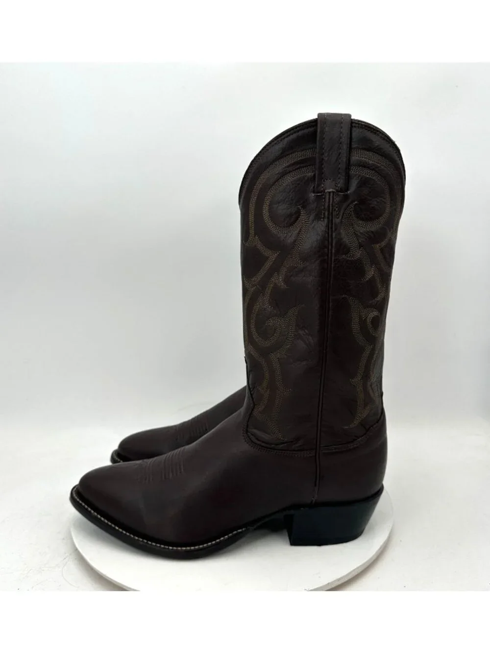 Tony Lama 1112 Men Size 9.5 EE Brown Shark Embroidered Leather Western Boot